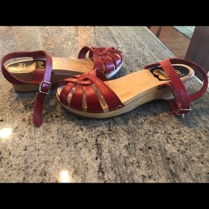 Red Swedish hasbeen debutant sandal
